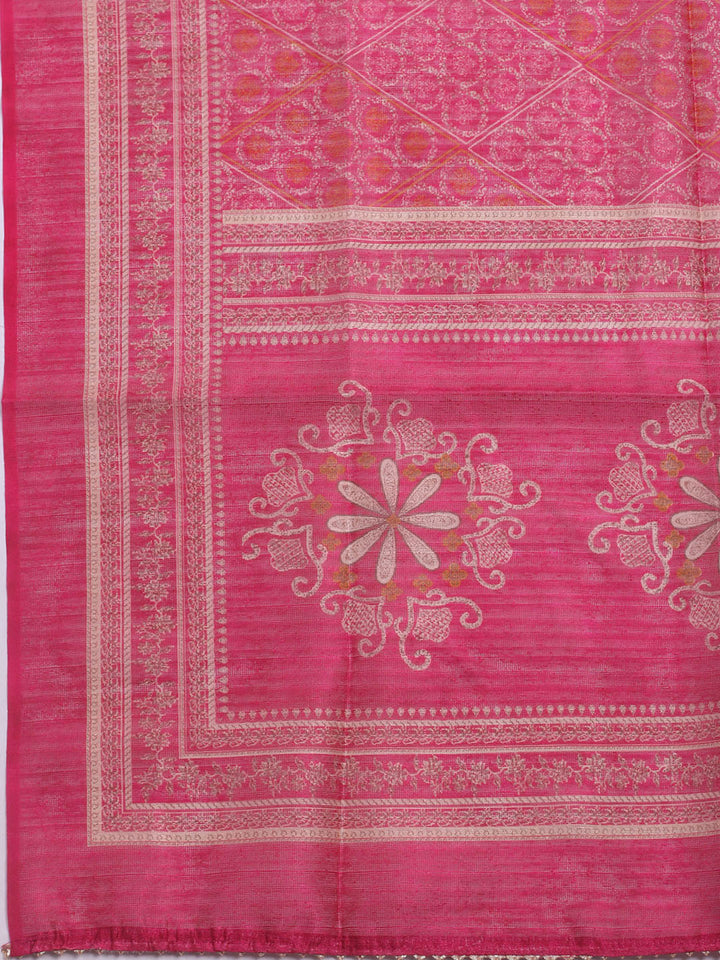 Embroidered Chanderi Unstitched Suit With Dupatta