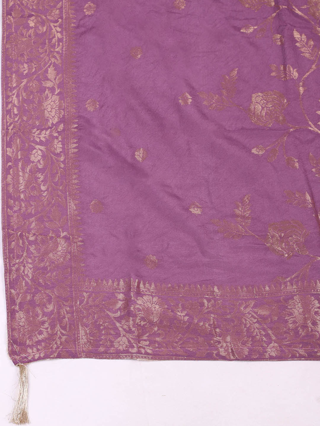 Embroidered Chanderi Unstitched Suit With Pant &amp; Dupatta
