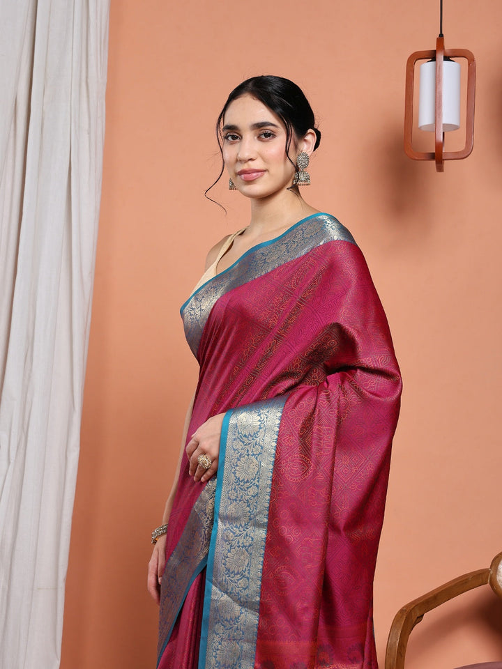 Woven Design Art Silk Lake Blue Saree