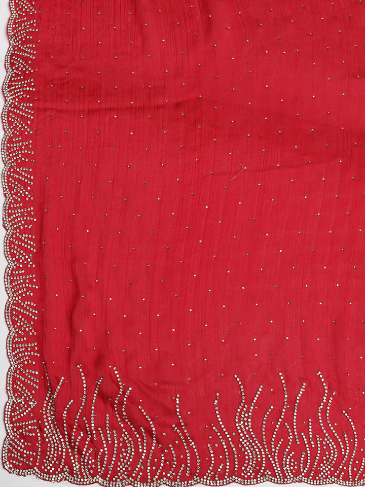 Sequins Work Chinon Unstitched Suit Piece With Dupatta