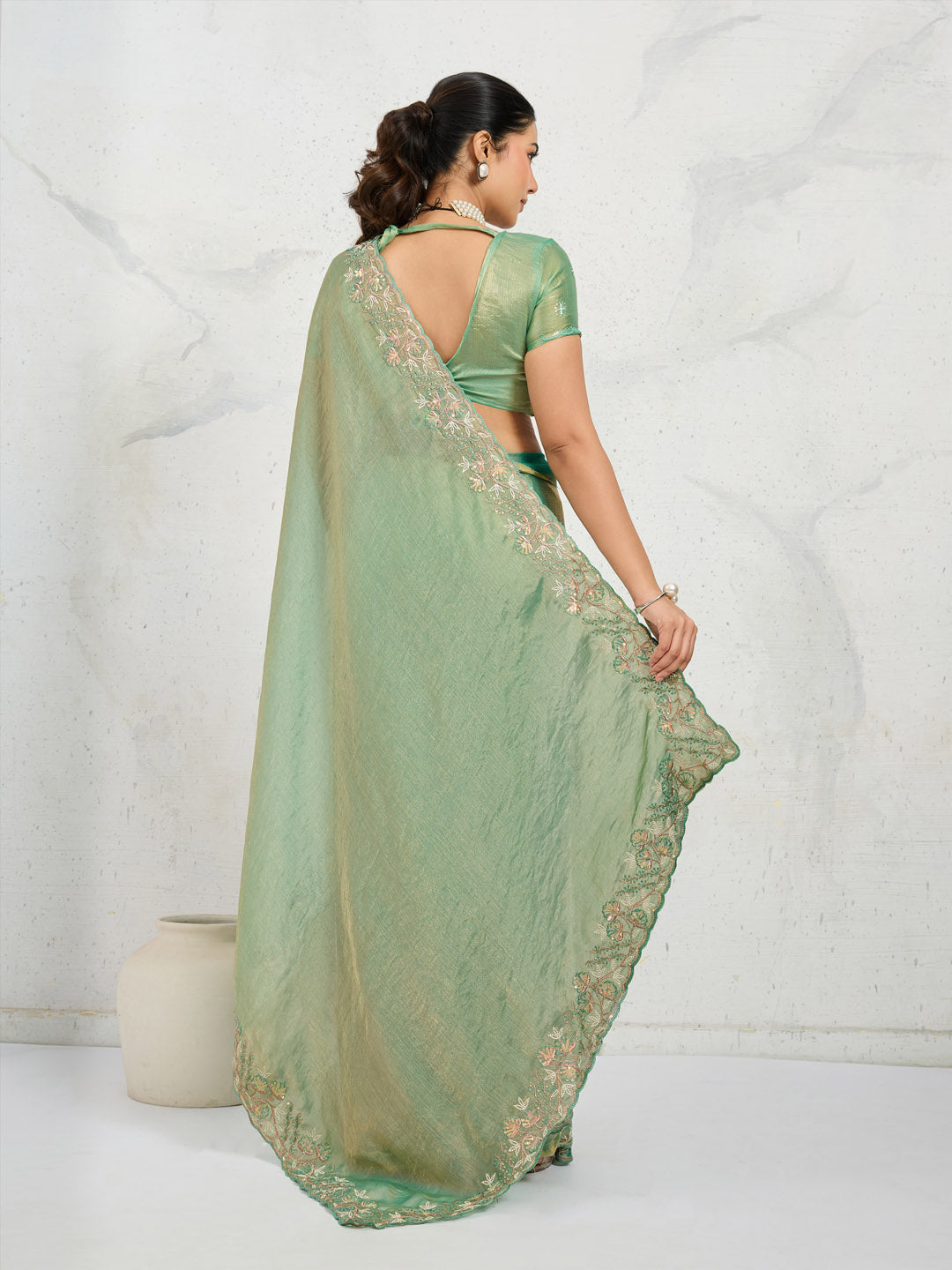 Embroidered Chiffon Saree