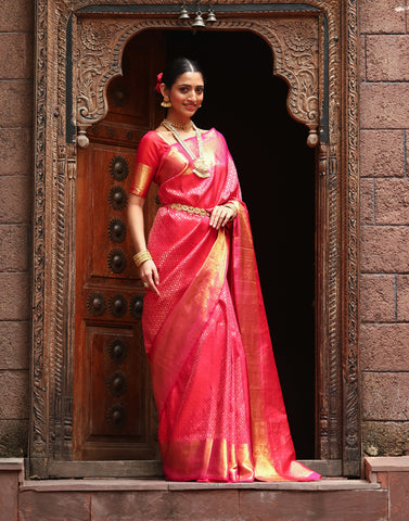 Brocade Zari Jaal Handloom Woven Saree