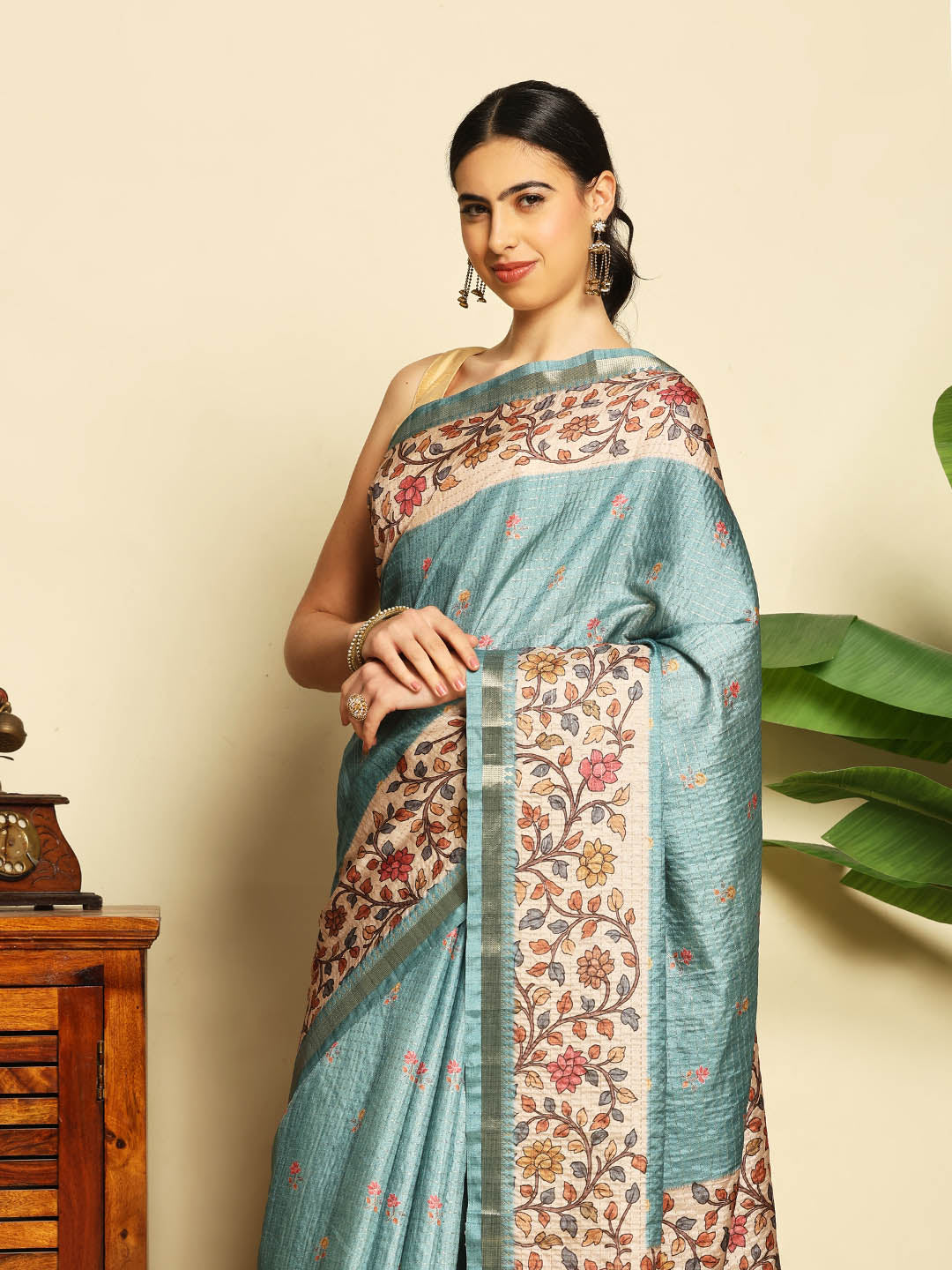 Printed Tussar Saree
