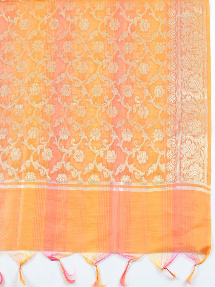 Woven Design Chanderi Unstitched Suit With Pant &amp; Dupatta