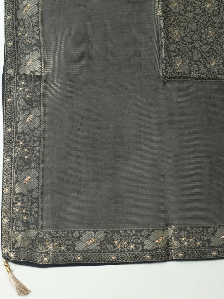 Woven Design Chanderi Unstitched Suit With Pant &amp; Dupatta