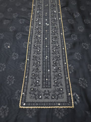 Printed Chanderi Unstitched Suit With Pant & Dupatta