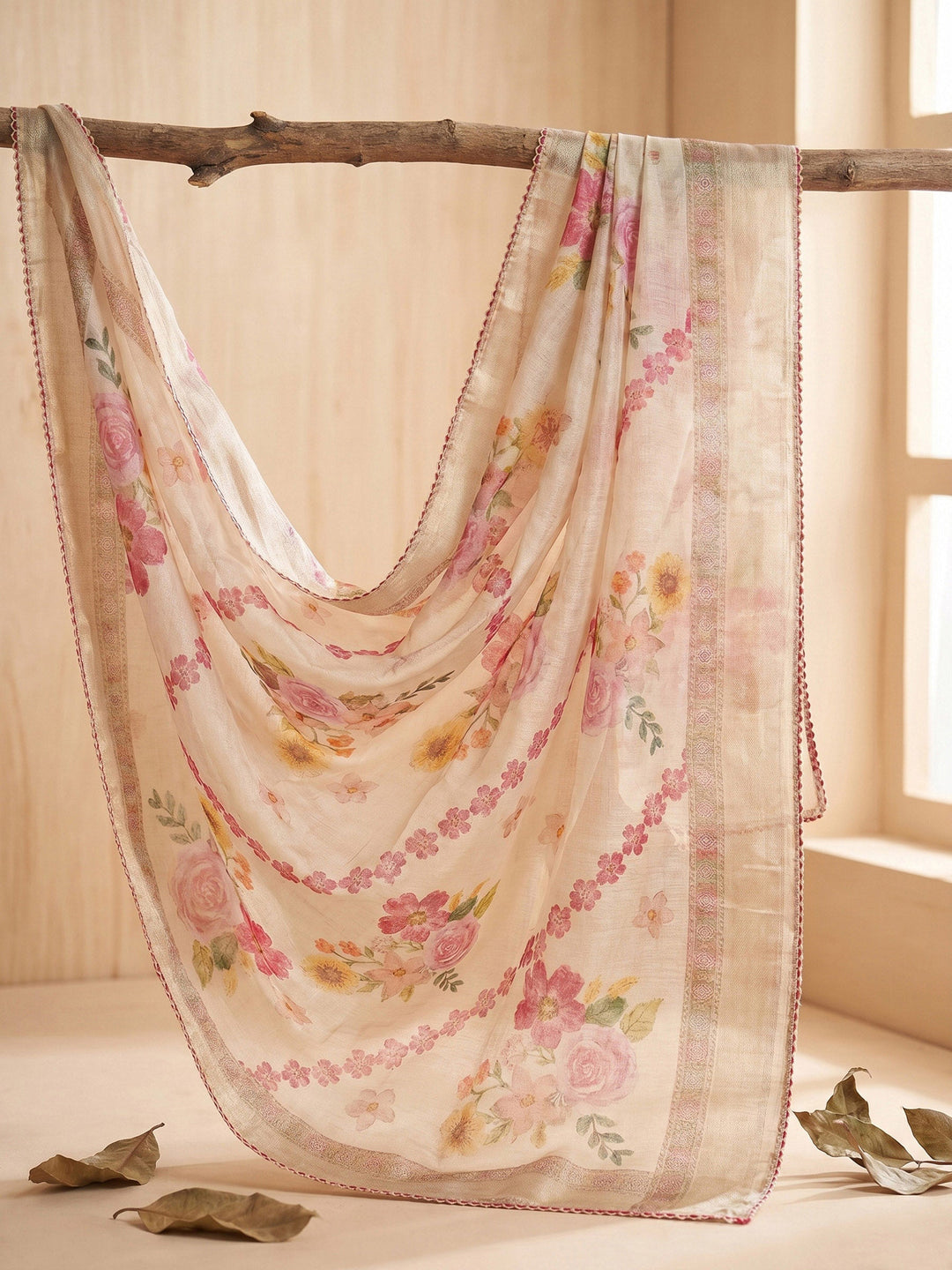 Neck Embroidered Cotton Blend Unstitched Suit With Dupatta