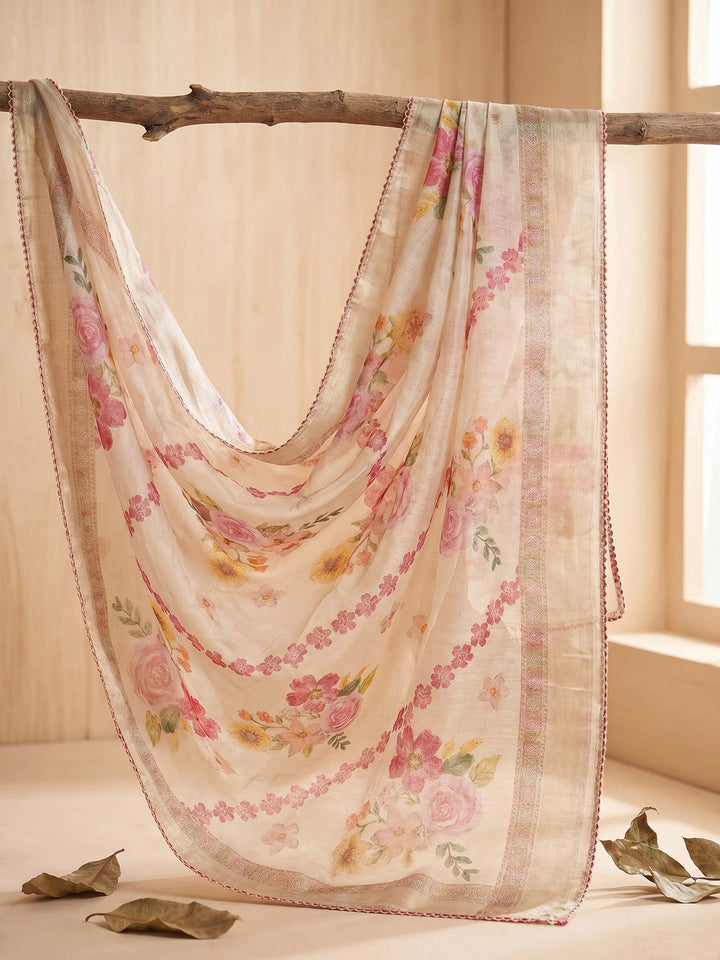 Neck Embroidered Cotton Blend Unstitched Suit With Dupatta