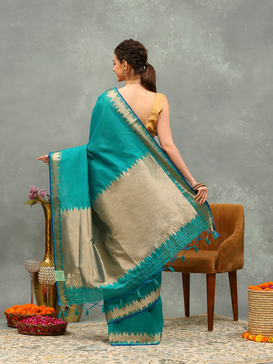 Embroidered Cotton Blend Saree