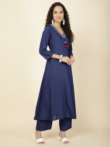 Plain Cotton Kurta With Pants & Dupatta