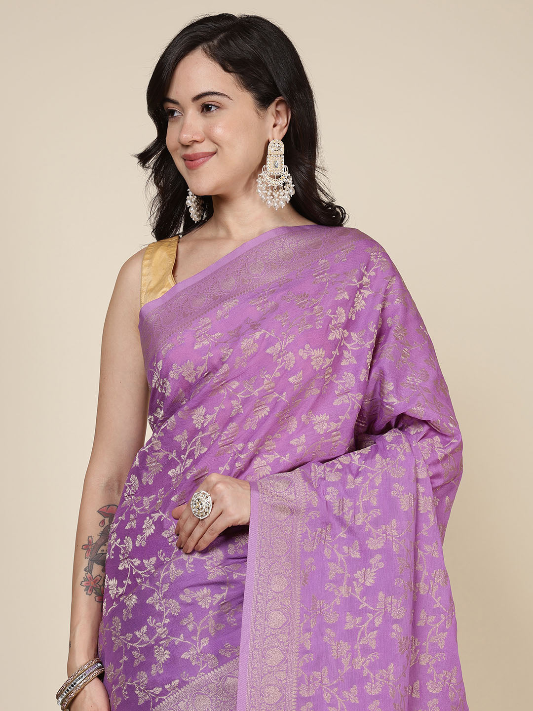 Border Zari Jaal Art Silk Woven Saree