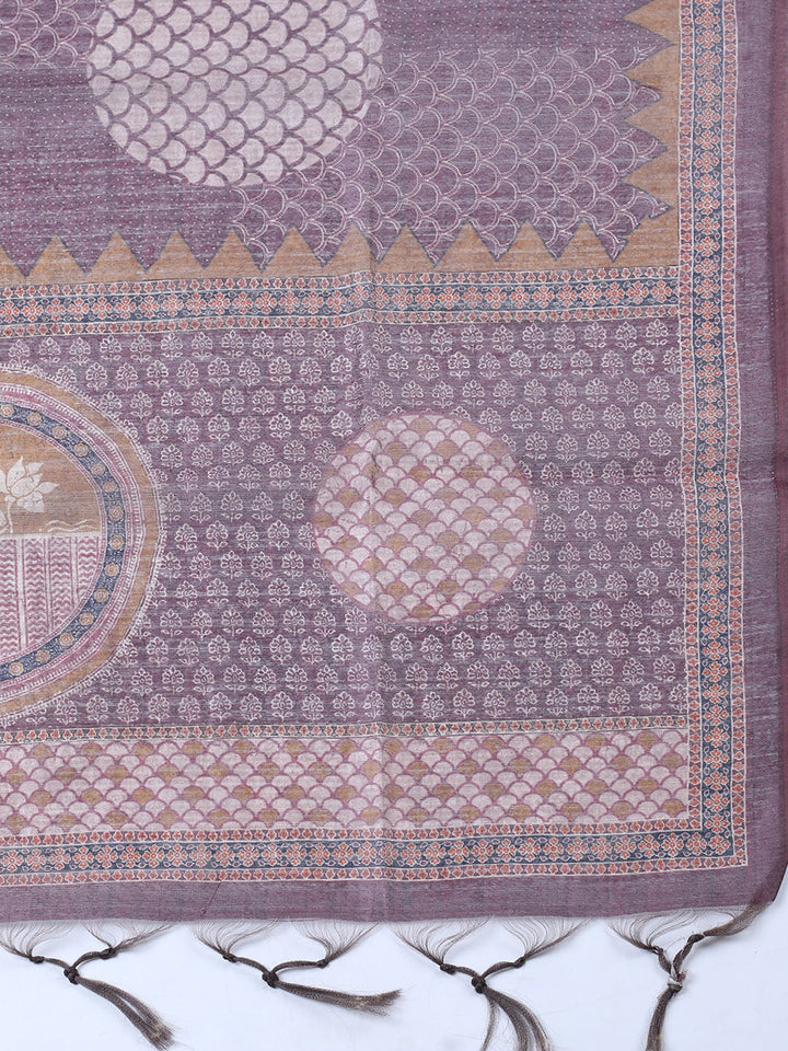 Embroidered Chanderi Unstitched Suit With Pant &amp; Dupatta