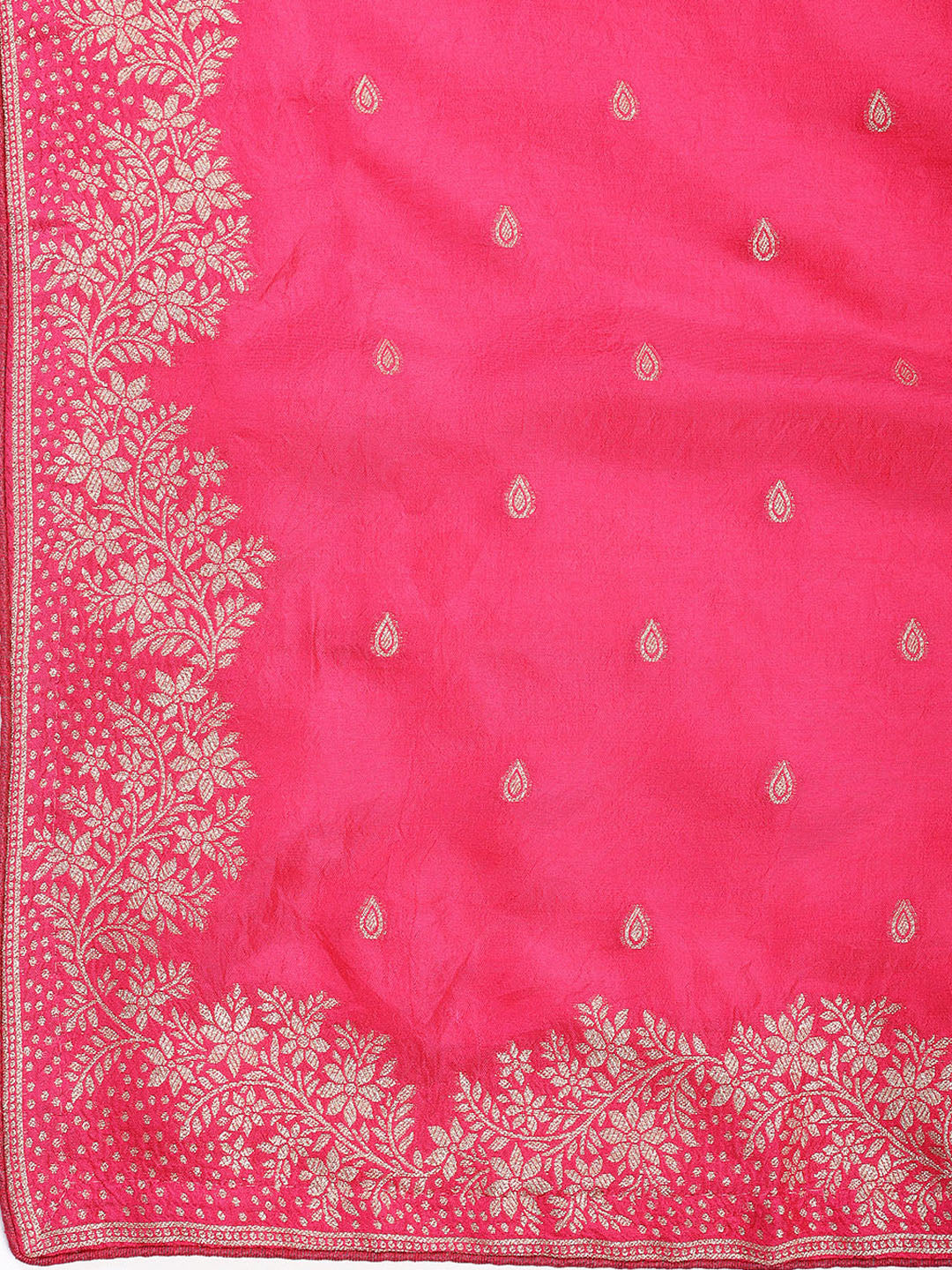 Embroidered Art Silk Unstitched Suit With Dupatta