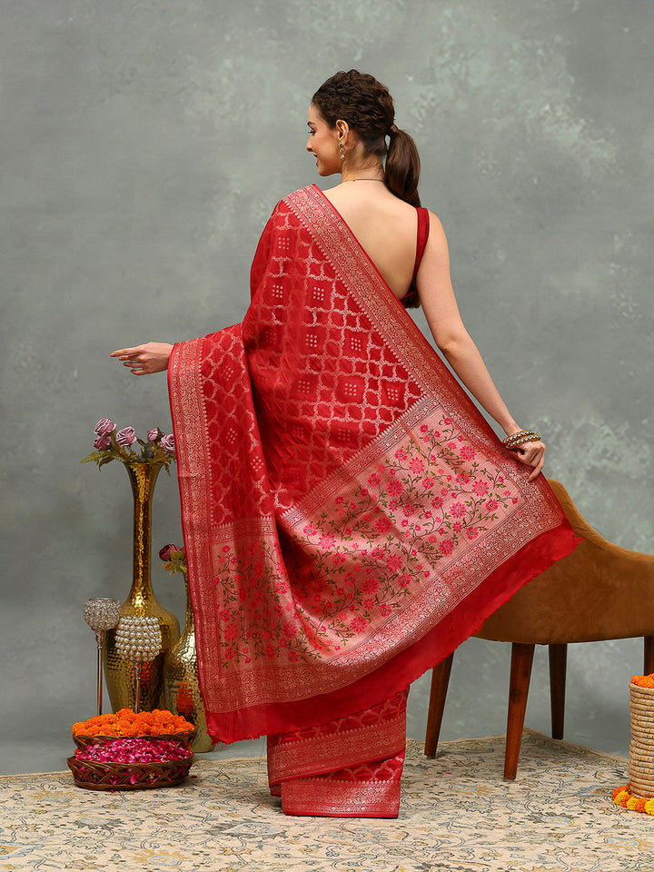 Zari Border Booti Art Silk Woven Saree