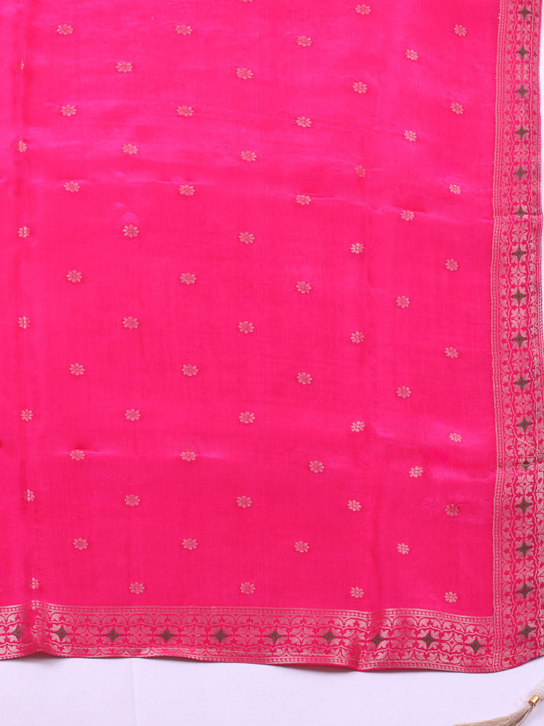 Embroidered Chanderi Unstitched Suit With Pant &amp; Dupatta