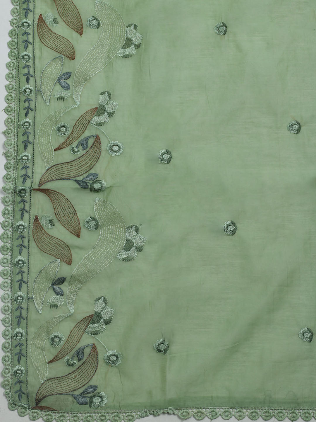 Embroidered Chanderi Unstitched Suit With Dupatta