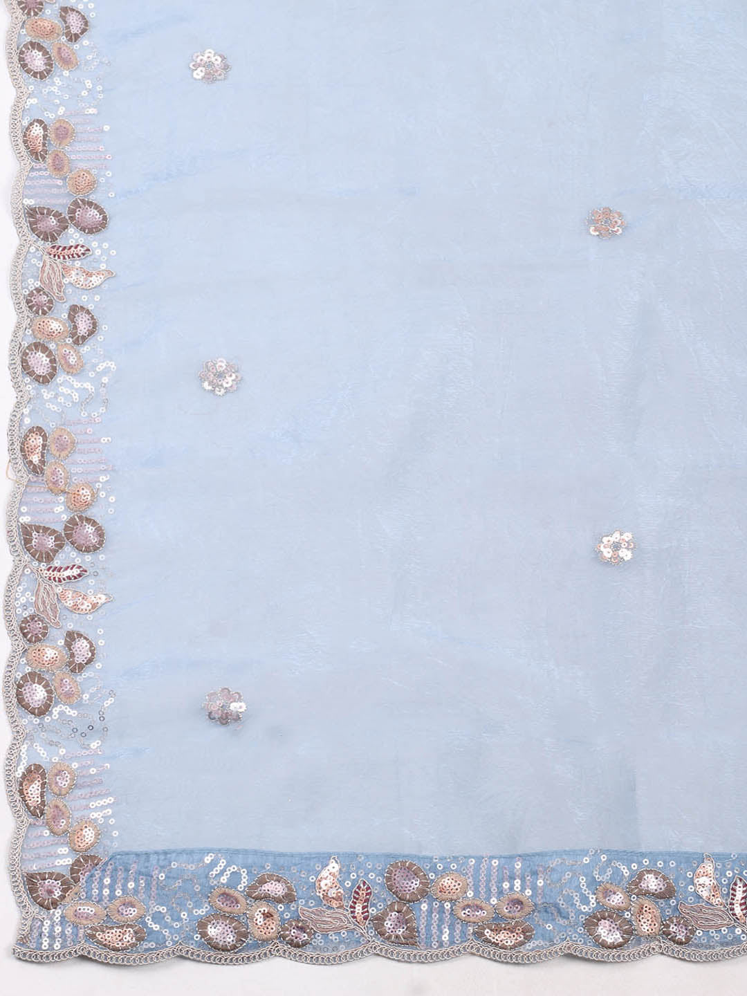 Embroidered Organza Unstitched Suit With Pant &amp; Dupatta