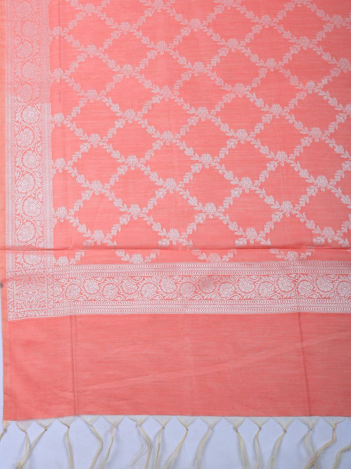 Woven Design Chanderi Unstitched Suit With Pant &amp; Dupatta