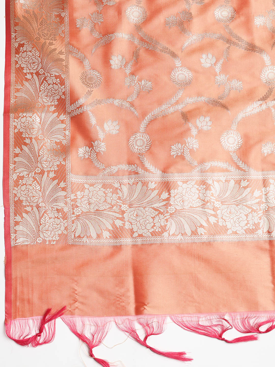 Woven Banarasi Chanderi Unstitched Suit With Dupatta