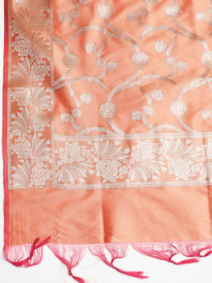 Woven Banarasi Chanderi Unstitched Suit With Dupatta