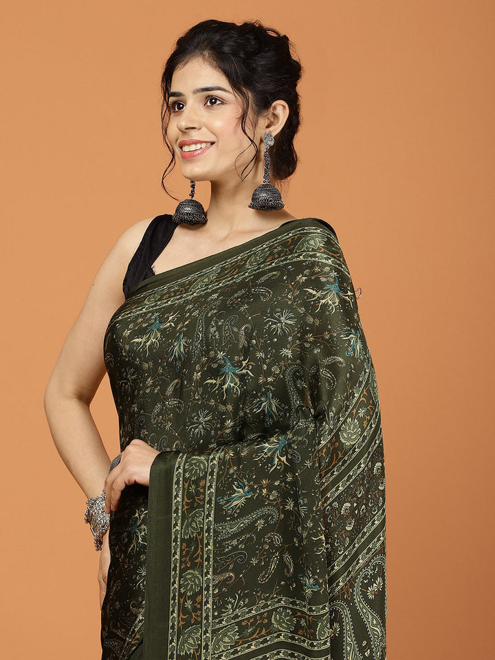 Digital Printed Crepe Woven Saree