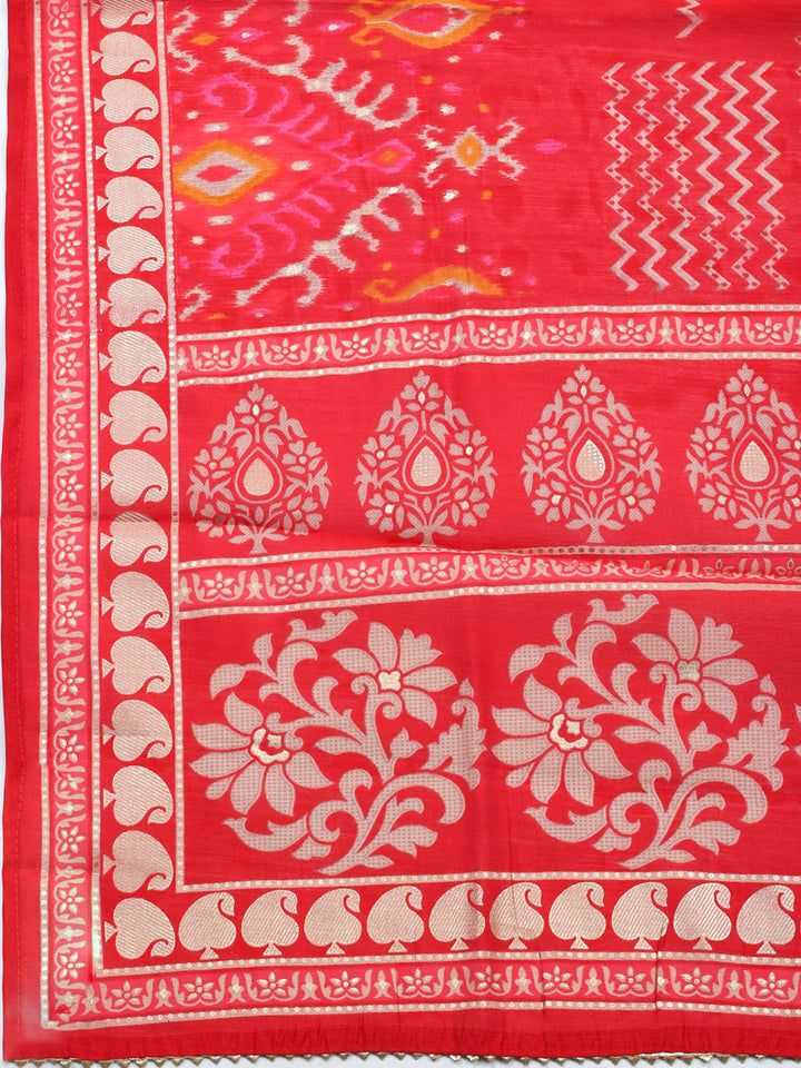 Embroidered Cotton Unstitched Suit With Pant &amp; Dupatta