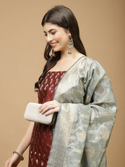 Woven Chanderi Unstitched Suit Piece With Dupatta