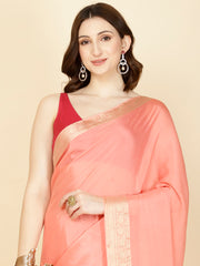 Plain Zari Border Crepe Saree