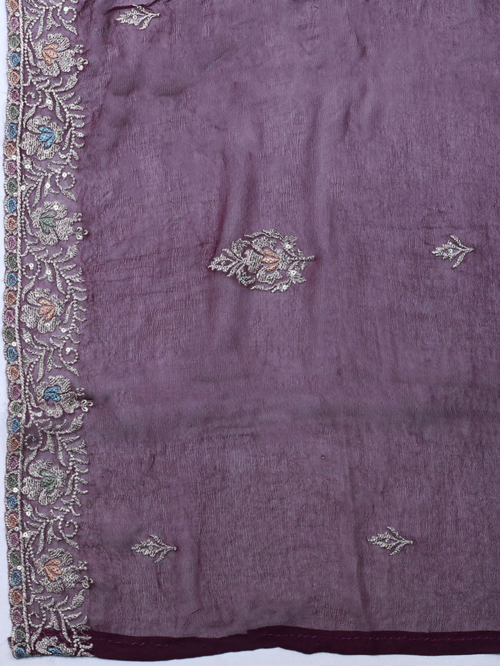 Embroirdred Organza Unstitched Suit With Dupatta