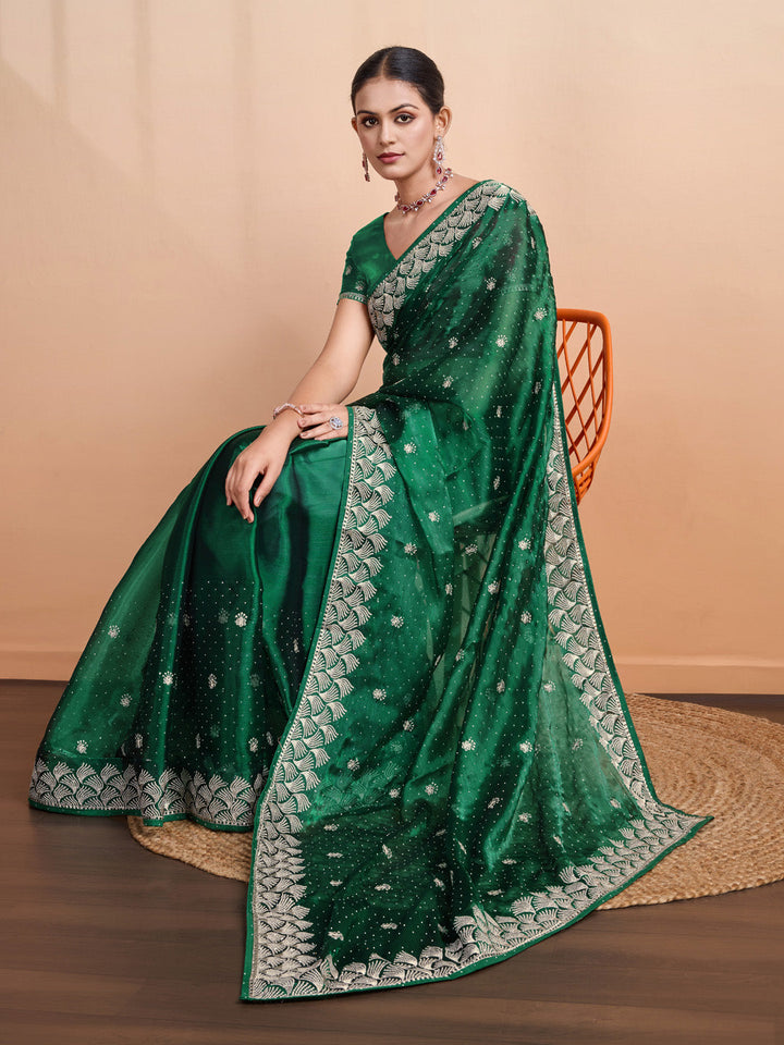 Embroidered Linen Blend Saree