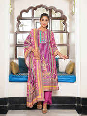 Sequins Embroidery Muslin Kurta With Pants & Dupatta