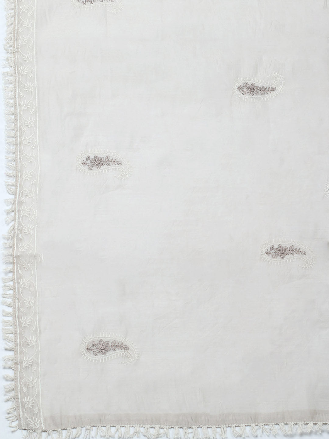Embroidered Cotton Blend Unstitched Suit With Pant &amp; Dupatta