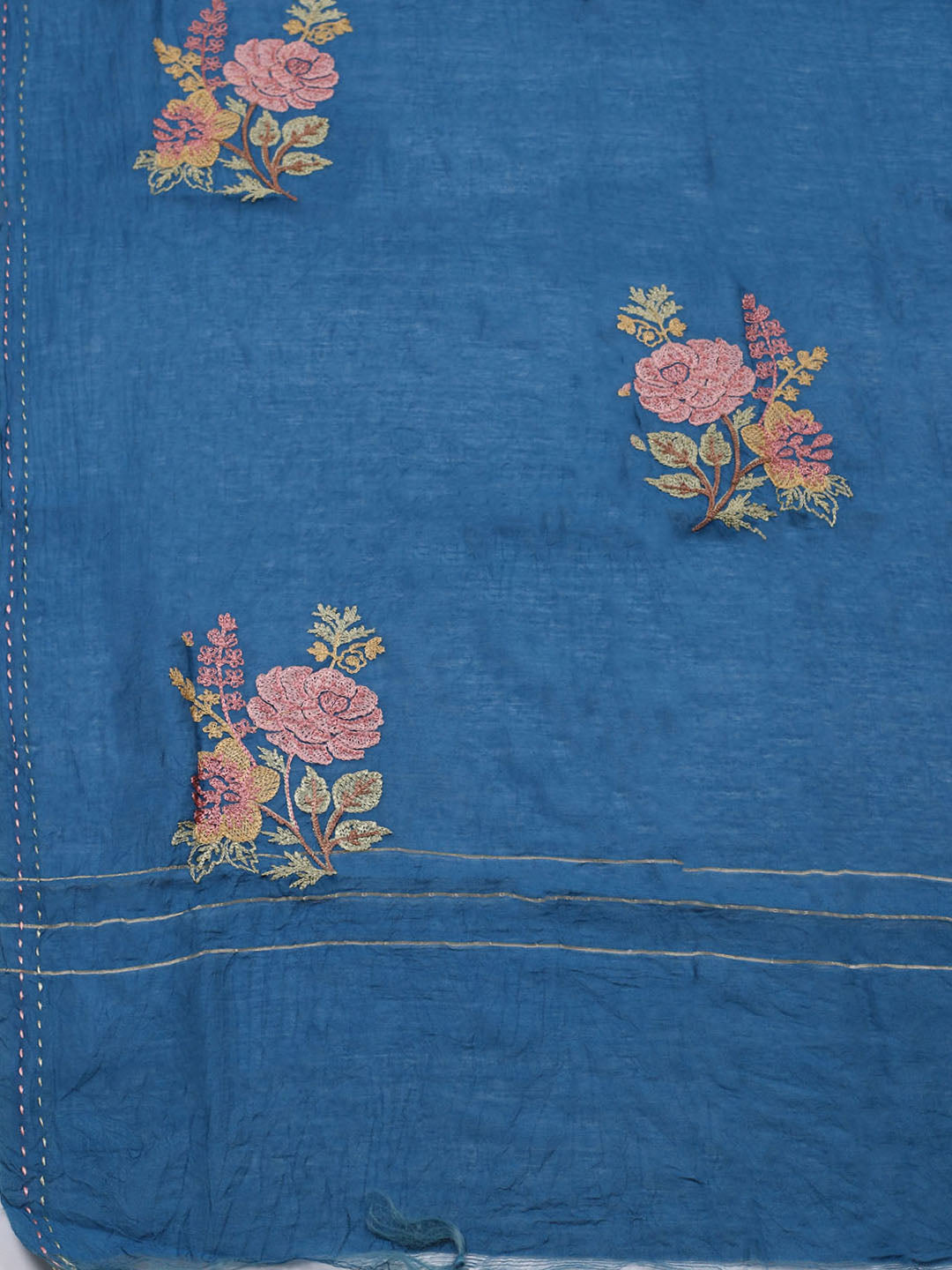 Embroidered Muslin Unstitched Suit With Pant &amp; Dupatta
