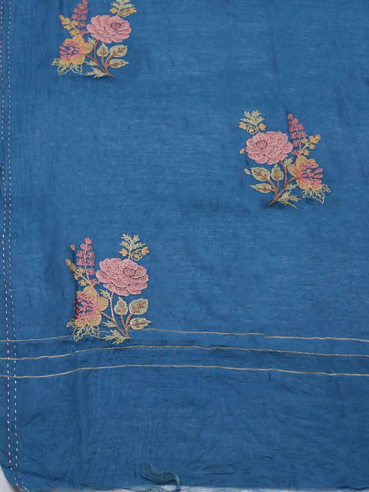Embroidered Muslin Unstitched Suit With Pant &amp; Dupatta