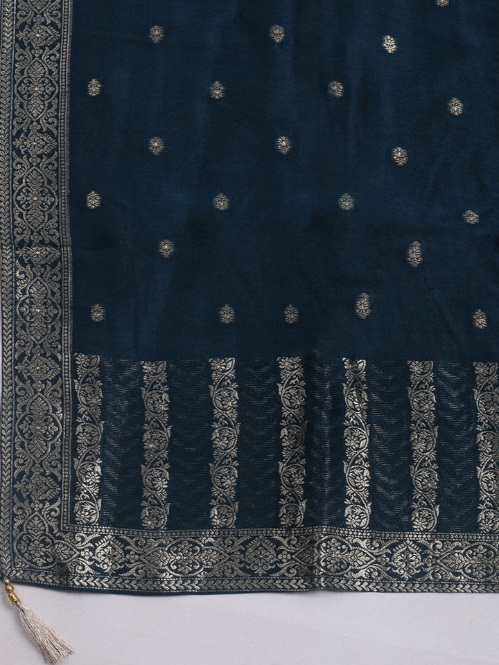 Woven Design Chanderi Unstitched Suit With Dupatta