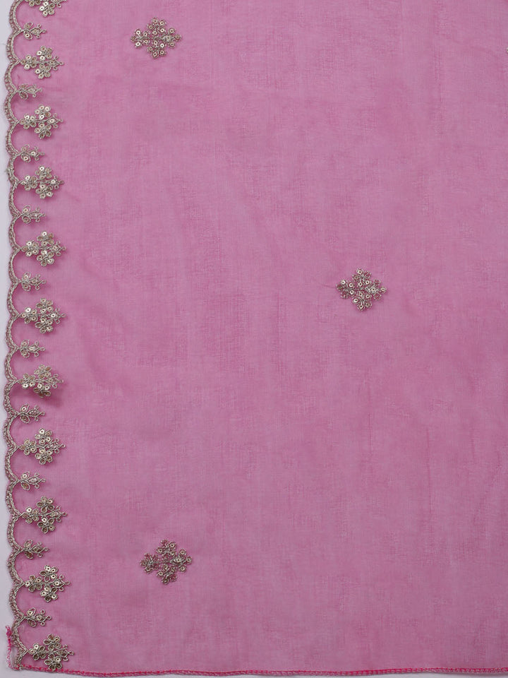 Neck Embroidered Organza Unstitched Suit With Dupatta