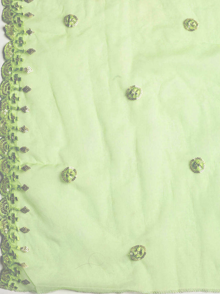 Neck Embroidered Chanderi Unstitched Suit With Dupatta