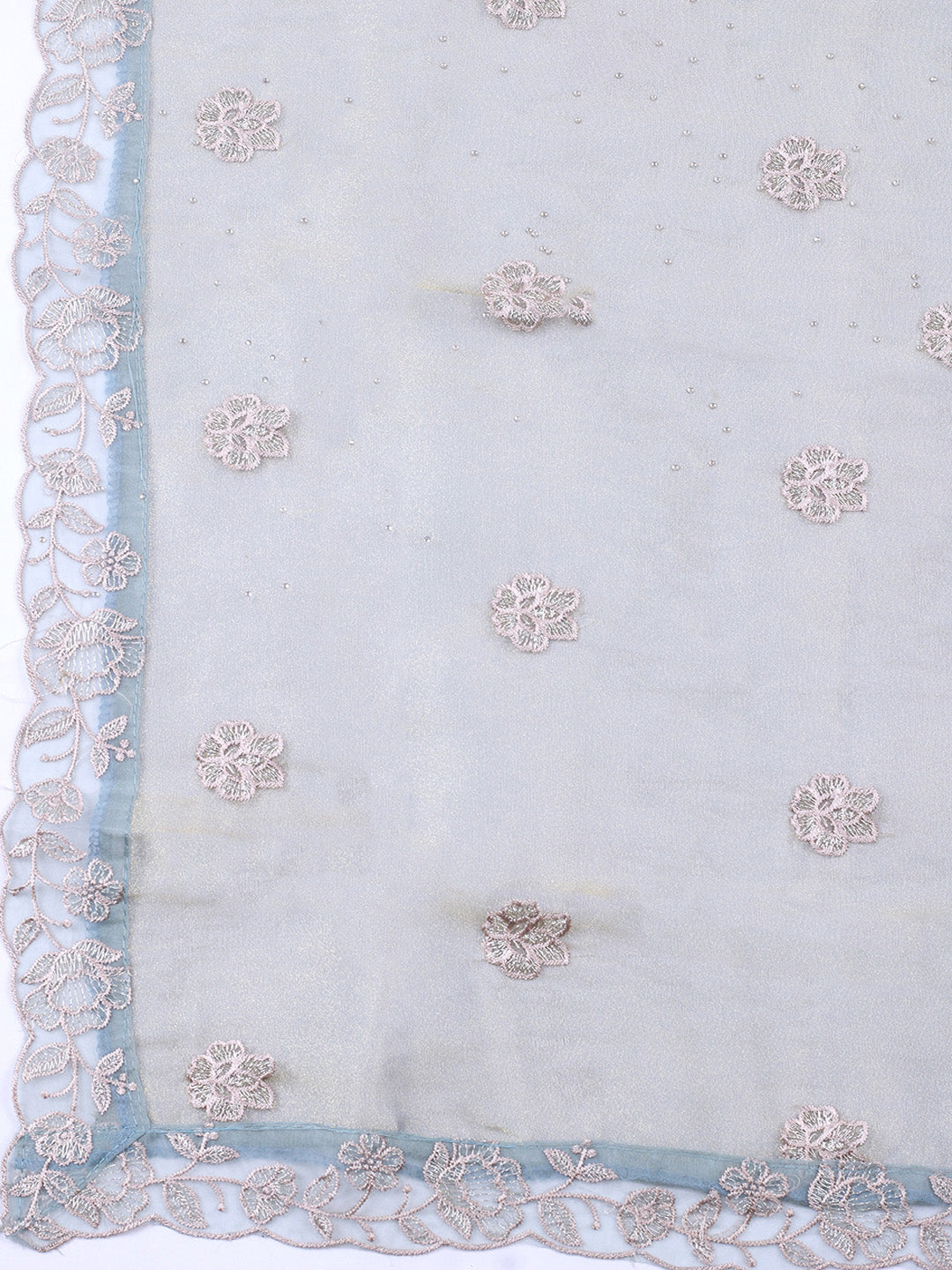 Embroidered Tissue Unstitched Suit With Pant &amp; Dupatta