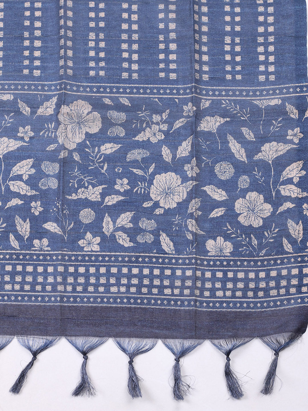 Embroidered Cotton Blend Unstitched Suit With Pant &amp; Dupatta