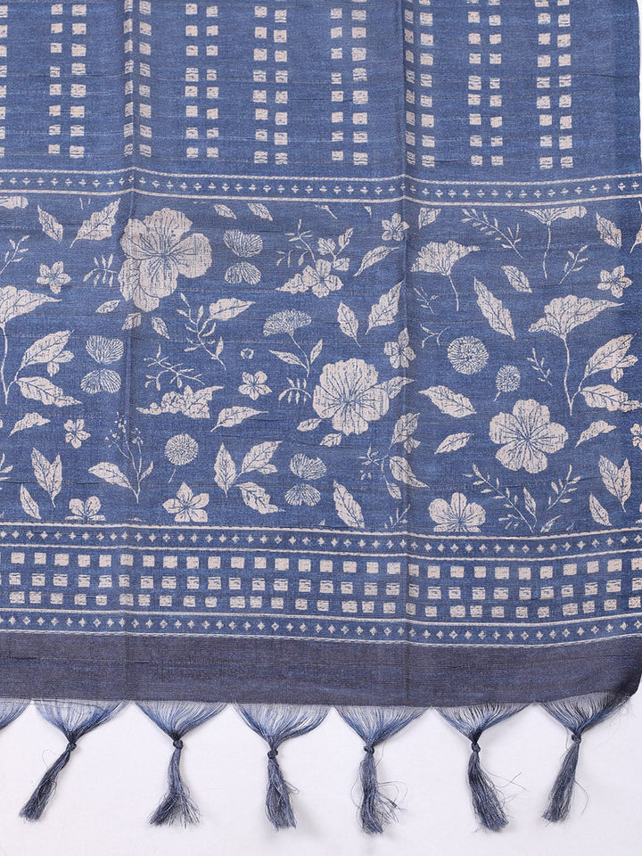 Embroidered Cotton Blend Unstitched Suit With Pant &amp; Dupatta
