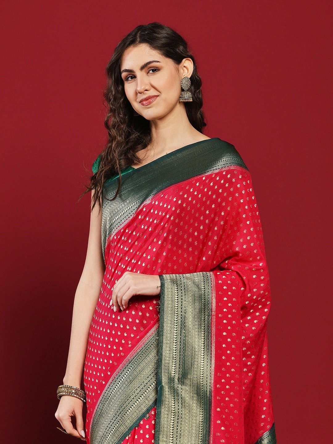 Plain Crepe Saree