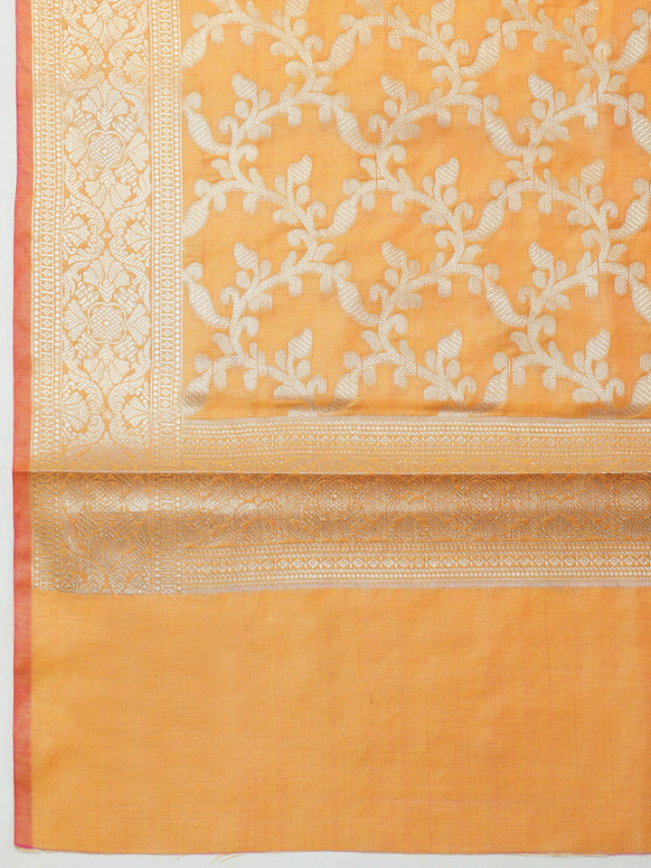 Banarasi Chanderi Unstitched Suit With Pant &amp; Dupatta