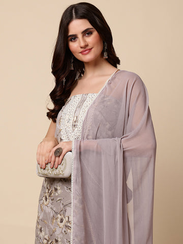 Neck Embroidered Cotton Unstitched Suit With Dupatta