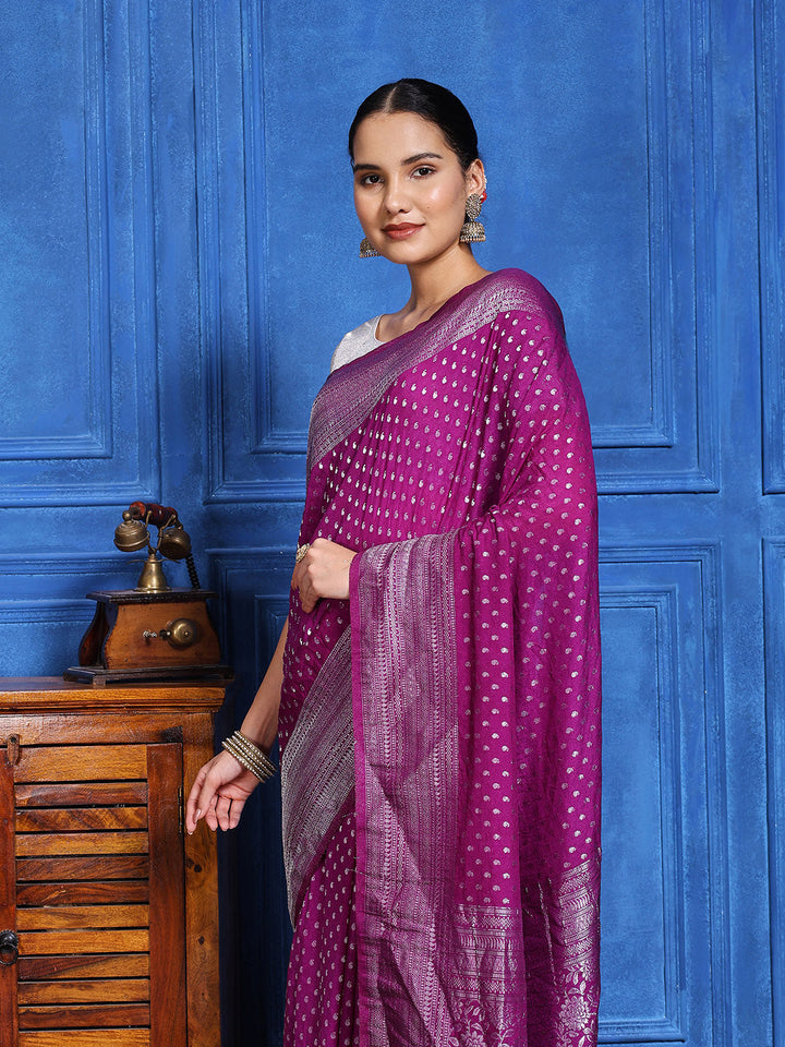 Zaari Jaal Crepe Saree