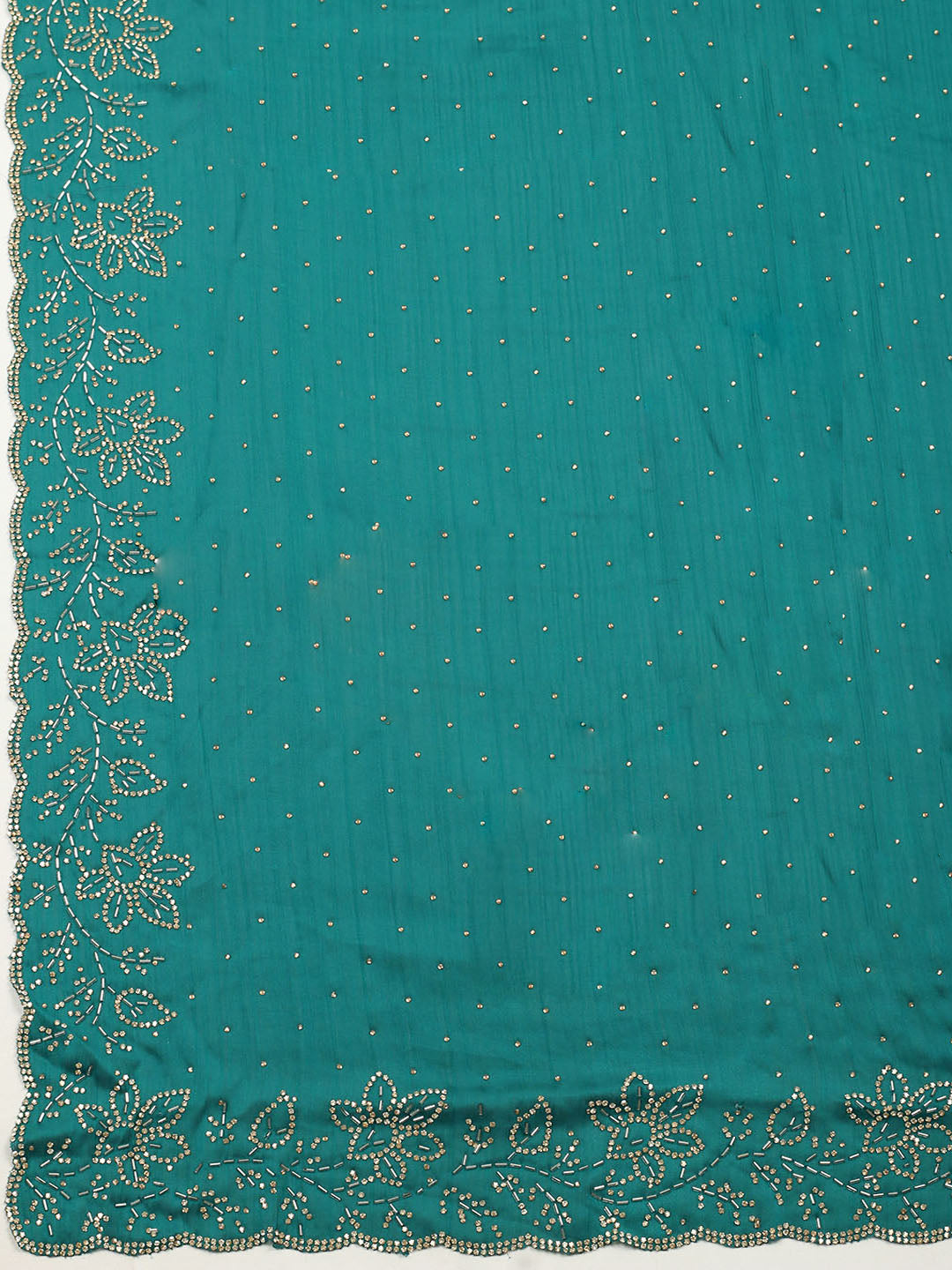 Embellished Chiffon Unstitched Suit With Pant &amp; Dupatta