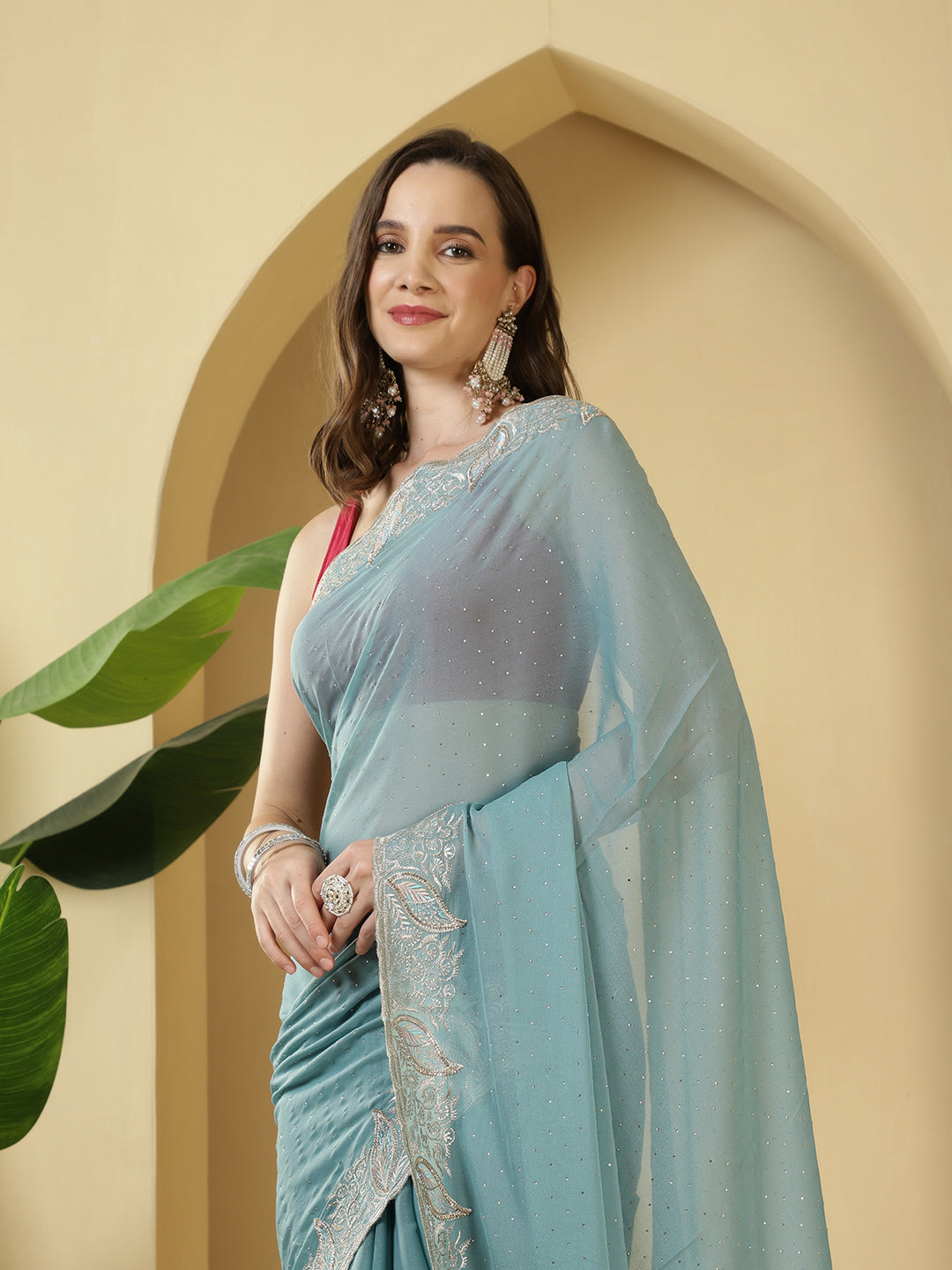 Sequence Work Georgette Saree