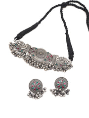 Multicolor Stone Oxidised Necklace Set