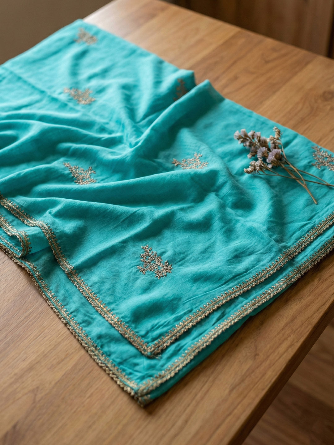 Embroidered Cotton Blend Unstitched Suit With Pant &amp; Dupatta