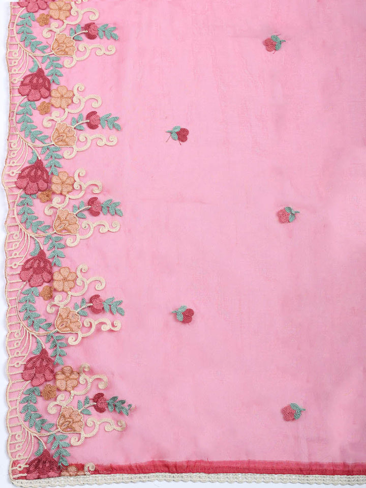 Embroidered Cotton Blend Unstitched Suit With Pant &amp; Dupatta