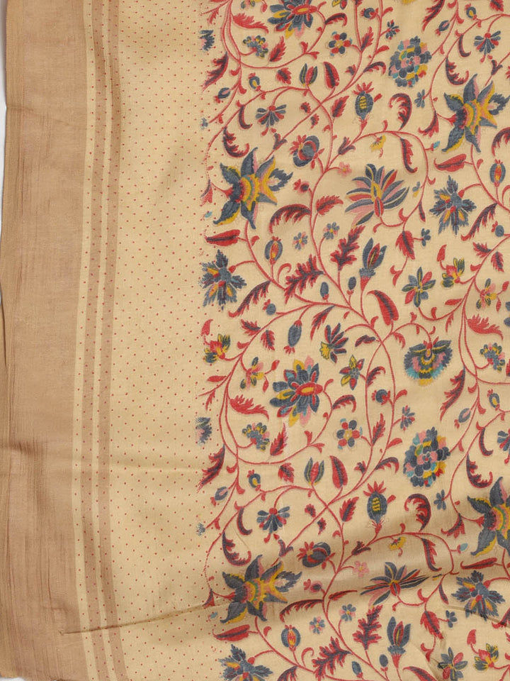 Printed Cotton Blend Unstitched Suit With Dupatta